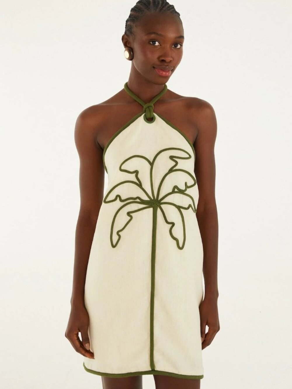 FARM RIO Embroidery Halter Neck Mini Dress